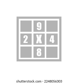 icono sudoku en fondo blanco, ilustración vectorial