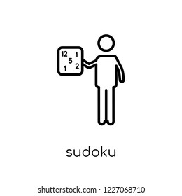 Sudoku icon. Trendy modern flat linear vector Sudoku icon on white background from thin line Activity and Hobbies collection, editable outline stroke vector illustration