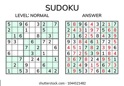 Sudoku. Kids and adult mathematical mosaic. Magic square. Logic puzzle game. Digital rebus. Vector illustration