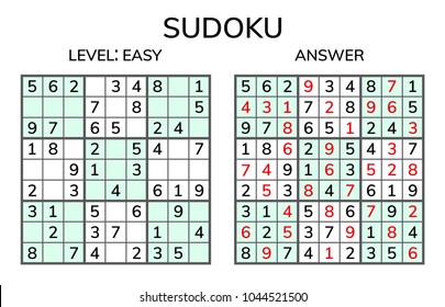 Sudoku. Kids and adult mathematical mosaic. Magic square. Logic puzzle game. Digital rebus. Vector illustration