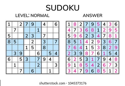 Sudoku. Kids and adult mathematical mosaic. Magic square. Logic puzzle game. Digital rebus. Vector illustration