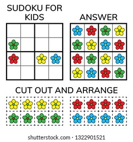 Sudoku. Kids and adult mathematical mosaic. Magic square. Logic puzzle game. Digital rebus. Vector illustration