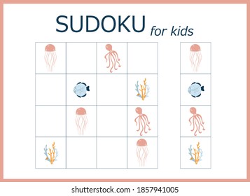 Sudoku Kids Sudoku Childrens Puzzles Educational Stock Vector (Royalty ...