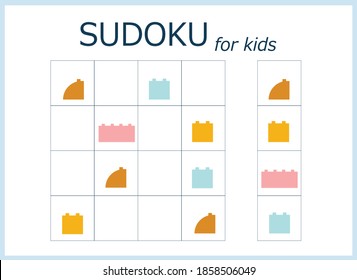 sudoku for kids. Sudoku. Children's puzzles. Educational game for children. colored blocks