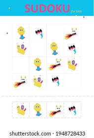 sudoku for kids. Sudoku. Children's puzzles. Educational game for children. cute aliens