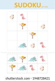 sudoku for kids with dinosaurs. Sudoku. Children's puzzles. Educational game for children.