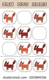 Sudoku for kids with funny forest animals foxes . Children's puzzles. Preschool worksheet, kids activity sheet, printable worksheet