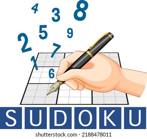 Sudoku logo poster design illustration