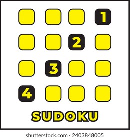 sudoku and numbers illustration vector design in yellow and black colors. Suitable for posters, banners, logos, icons, websites, t-shirt designs, stickers, concepts, advertisements.