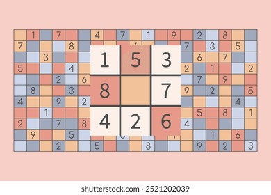 Sudoku. En el fondo de sudoku sin resolver. Paleta apagada. Vector sudoku en el fondo.