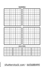 sudoku puzzle blank template four grids stock vector royalty free 665688490