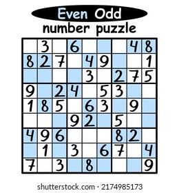 Sudoku puzzle with Even-Odd numbers vector illustration