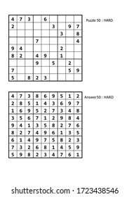 Sudoku Puzzle Spiel und Antwort harte Ebene für Erwachsene