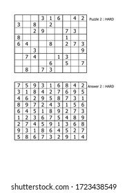 sudoku puzzle game and answer hard level for adult