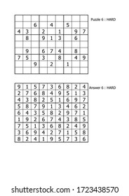 sudoku puzzle game and answer hard level for adult