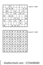 juego de puzzle sudoku y respuesta nivel duro para adultos