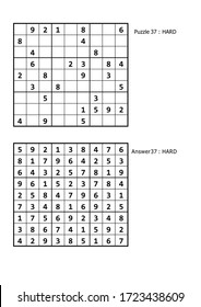 sudoku puzzle game and answer hard level for adult
