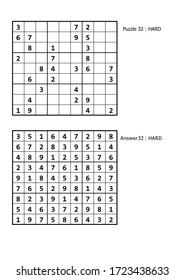 sudoku puzzle game and answer hard level for adult