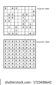 sudoku puzzle game and answer hard level for adult