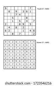 sudoku puzzle game and Answer hard level for adult