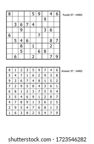 sudoku puzzle game and Answer hard level for adult
