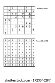 sudoku puzzle game and Answer hard level for adult