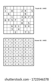 juego de puzzle sudoku y nivel duro de respuesta para adultos