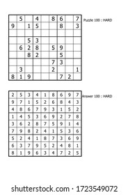 sudoku puzzle game and Answer hard level for adult