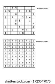 sudoku puzzle game and Answer hard level for adult