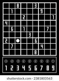 Icono del vector del juego del puzzle Sudoku. signo plano relleno para concepto móvil y diseño web. Sudoku números icono de glifo. Símbolo, ilustración del logotipo. Gráficos vectoriales