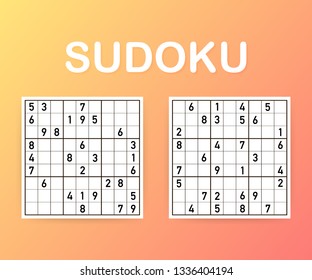 Sudoku puzzle game. Vector sudoku puzzle game with numbers. Vector stock illustration.