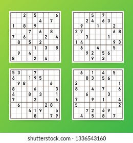 Sudoku puzzle game. Vector sudoku puzzle game with numbers. Vector stock illustration.