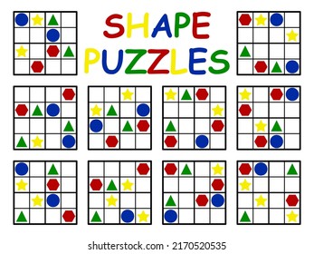 Sudoku set cuatro por cuatro con formas geométricas ilustración vectorial