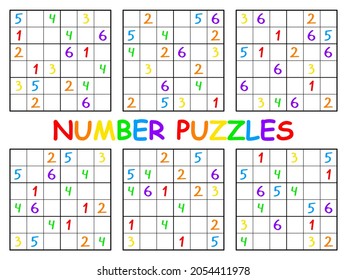 sudoku set kids colorful number puzzles stock vector royalty free 2054411978 shutterstock