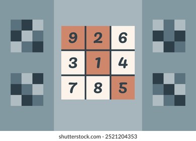 Sudoku. Sudoku resuelto. Paleta apagada. Sudoku de Vector.