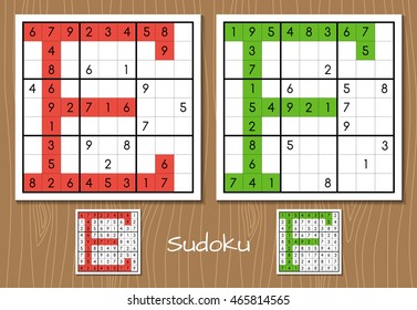 Sudoku vector set with answers. E, F letters