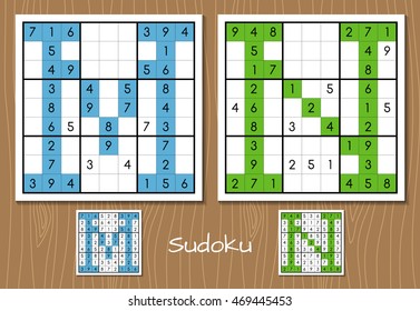 Sudoku vector set with answers. M, N letters