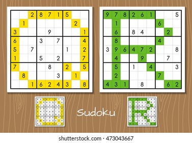 Sudoku vector set with answers. Q, R letters