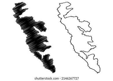 Suduroy island (Kingdom of Denmark, Faroe Islands) map vector illustration, scribble sketch Sudero map