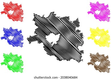Sudwestpfalz district (Federal Republic of Germany, State of Rhineland-Palatinate) map vector illustration, scribble sketch Suedwestpfalz map