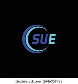 Monograma del logotipo de SUE aislado en la Plantilla del diseño del elemento circular, diseño del logotipo de la letra de SUE