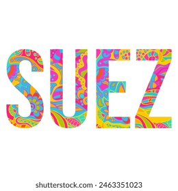 Ciudad de Suez en Egipto colorido diseño de nombre 
