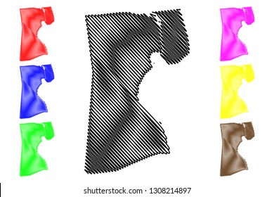 Suez Governorate (Governorates of Egypt, Arab Republic of Egypt) map vector illustration, scribble sketch Suez map