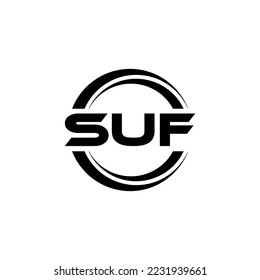 SUF letter logo design in illustration. Vector logo, calligraphy designs for logo, Poster, Invitation, etc.