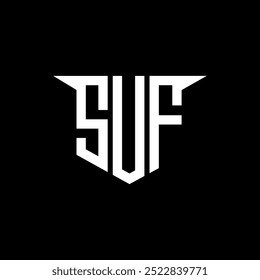 SUF-Buchstaben-Logo-Design mit weißem Hintergrund in Illustrator, Vektorlogo modernen Alphabet Schriftart Überlappung Stil, Kalligraphie-Designs für Logo, Poster, Einladung, etc.