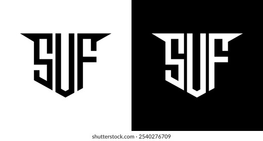 SUF-Buchstaben-Logo-Design mit weißem Hintergrund in Illustrator, Vektorlogo modernen Alphabet Schriftart Überlappung Stil, Kalligraphie-Designs für Logo, Poster, Einladung, etc.