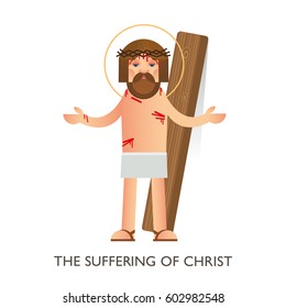 The Suffering of Christ. Vector symbolic image of Jesus symmetrically modern, events from the life and ministry of Jesus icon