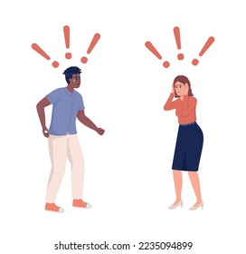 Suffering from shock semi flat color vector characters. Editable figures. Surviving frightening event. Full body people on white. Simple cartoon style illustration for web graphic design and animation