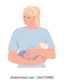 Suffering Woman Holding A Newborn Baby