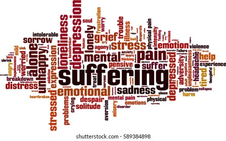 Suffering word cloud concept. Vector illustration